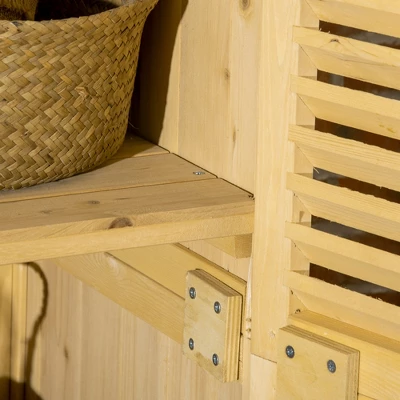 Outsunny 3' X 5' Wooden Garden Storage Shed, Sheds & Outdoor Storage With Asphalt Roof & 2 Large Wood Doors With Lock, Natural 5 Outsunny 3' X 5' Wooden Garden Storage Shed, Sheds & Outdoor Storage With Asphalt Roof & 2 Large Wood Doors With Lock, Natural - Image 5