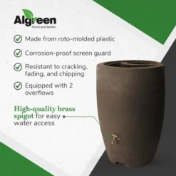 Algreen Athena 50 Gallon Plastic Outdoor Rain Barrel With Brass Spigot And Screen Guard For Rain Water Collection And Storage, Brownstone 7 Algreen Athena 50 Gallon Plastic Outdoor Rain Barrel With Brass Spigot And Screen Guard For Rain Water Collection And Storage, Brownstone -Sunnydaze Decor Store GUEST 7c9460a6 460a 4fae 9d2e 9751f8468cc2