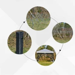 SUGIFT 10 Ft. X 10 Ft. White Gazebo Pop Up Canopy With Mesh Curtains -Sunnydaze Decor Store GUEST 7cb06a78 2f69 43f4 8152 2e578249bc15