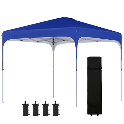 Outsunny 8' X 8' Pop Up Canopy, Foldable Gazebo Tent With Carry Bag With Wheels And 4 Leg Weight Bags For Outdoor Garden Patio Party 3 Outsunny 8' X 8' Pop Up Canopy, Foldable Gazebo Tent With Carry Bag With Wheels And 4 Leg Weight Bags For Outdoor Garden Patio Party - Image 3