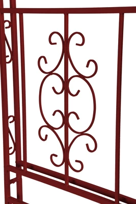 Evergreen Montebello Iron Garden Arbor, Americana Red- 53 X 84 X 23 Inches Fade And Weather Resistant Outdoor Decor 3 Evergreen Montebello Iron Garden Arbor, Americana Red- 53 X 84 X 23 Inches Fade And Weather Resistant Outdoor Decor - Image 3