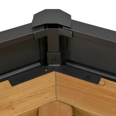 Outsunny 11x13 Hardtop Gazebo With Wooden Frame, Permanent Metal Roof Gazebo Canopy With Ceiling Hook For Garden, Patio, Backyard 4 Outsunny 11x13 Hardtop Gazebo With Wooden Frame, Permanent Metal Roof Gazebo Canopy With Ceiling Hook For Garden, Patio, Backyard - Image 4