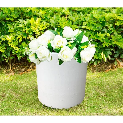 Rosemead Home & Garden, Inc. 10" Wide Kante Lightweight Modern Concrete Outdoor Planter Pot Pure White 4 Rosemead Home & Garden, Inc. 10" Wide Kante Lightweight Modern Concrete Outdoor Planter Pot Pure White - Image 4