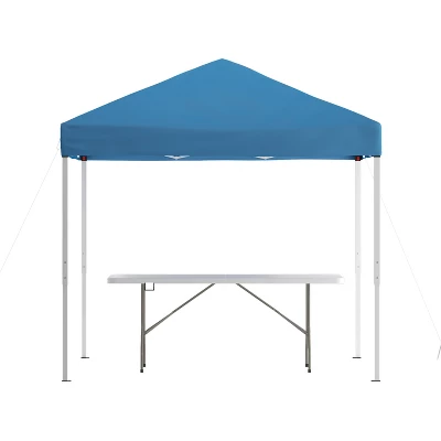 Flash Furniture 8'x8' Pop Up Event Canopy Tent With Carry Bag And 6-Foot Bi-Fold Folding Table With Carrying Handle - Tailgate Tent Set 8 Flash Furniture 8'x8' Pop Up Event Canopy Tent With Carry Bag And 6-Foot Bi-Fold Folding Table With Carrying Handle - Tailgate Tent Set - Image 8