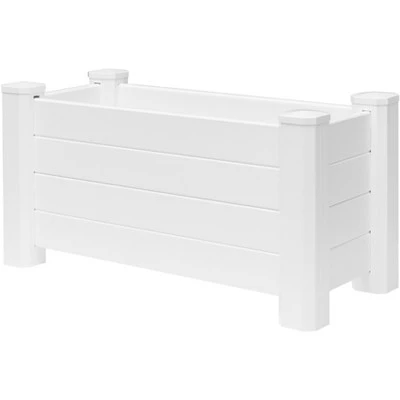 Gardenised White Vinyl Traditional Fence Design Garden Bed Elevated Screwless Raised Planter Box 2 Gardenised White Vinyl Traditional Fence Design Garden Bed Elevated Screwless Raised Planter Box - Image 2