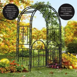 Plow & Hearth - Montebello Decorative Garden Arbor Trellis With Gate & Beautiful Scrollwork Design 7 Plow & Hearth - Montebello Decorative Garden Arbor Trellis With Gate & Beautiful Scrollwork Design -Sunnydaze Decor Store GUEST 7eb8a18b c00a 4b84 a3c0 b89eca3ad12a