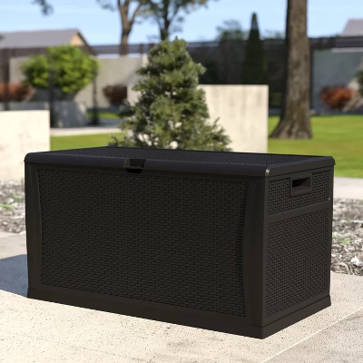 Flash Furniture 120 Gallon Plastic Deck Box - Outdoor Waterproof Storage Box For Patio Cushions, Garden Tools And Pool Toys 1 Flash Furniture 120 Gallon Plastic Deck Box - Outdoor Waterproof Storage Box For Patio Cushions, Garden Tools And Pool Toys