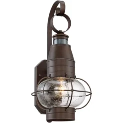 John Timberland Galt Rustic Outdoor Wall Light Fixture Oil Rubbed Bronze Motion Sensor Dusk To Dawn 19 3/4" Clear Seedy Glass For Post Exterior Barn -Sunnydaze Decor Store GUEST 80e22194 c338 4118 a5d3 2c5af696f861