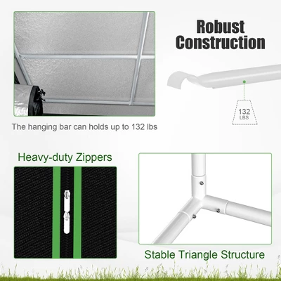 Costway 36''x36''x72'' Mylar Hydroponic Grow Tent W/Observation Window & Floor Tray GrayBlack 4 Costway 36''x36''x72'' Mylar Hydroponic Grow Tent W/Observation Window & Floor Tray GrayBlack - Image 4