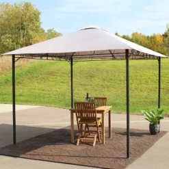 Sunnydaze Decor Sunnydaze Steel Open Gazebo With Weather-Resistant Polyester Fabric Top And Black Metal Frame For Backyard, Garden, Deck Or Patio - 10' X 10' - Gray -Sunnydaze Decor Store GUEST 826d5c78 b4eb 4d46 8c54 e33b6fca9f71