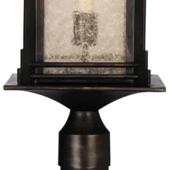 Franklin Iron Works Farmhouse Rustic Mission Outdoor Post Light Fixture Walnut Bronze Dimmable LED 37 1/2" Frosted Cream Glass For Exterior Barn Deck -Sunnydaze Decor Store GUEST 8272fa03 40f7 47ab ad3e dc9109f26de0