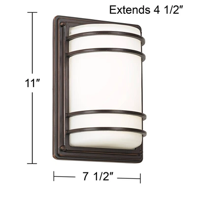 John Timberland Habitat Modern Outdoor Wall Light Fixture Rubbed Bronze 11" Opal Glass Shade For Post Exterior Barn Deck House Porch Yard Posts Patio 5 John Timberland Habitat Modern Outdoor Wall Light Fixture Rubbed Bronze 11" Opal Glass Shade For Post Exterior Barn Deck House Porch Yard Posts Patio - Image 5