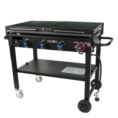 Razor Griddle 37 Inch Outdoor Steel 4 Burner Propane Gas Grill Griddle With Wheels And Top Cover Lid Folding Shelves For Home BBQ Cooking, Black 2 Razor Griddle 37 Inch Outdoor Steel 4 Burner Propane Gas Grill Griddle With Wheels And Top Cover Lid Folding Shelves For Home BBQ Cooking, Black - Image 2