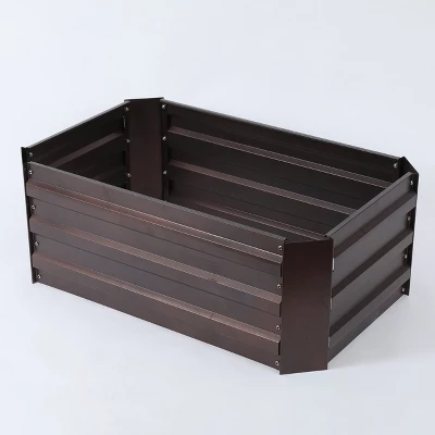 LuxenHome Brown Metal 32" X 20.2" Rectangular Garden Bed 2 LuxenHome Brown Metal 32" X 20.2" Rectangular Garden Bed - Image 2