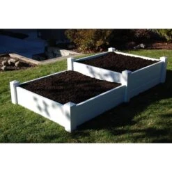 Dura-Trel 48"x14" Rectangular Split Level Rectangular Vinyl Outdoor Garden Bed White