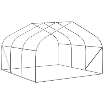 Outsunny 12' X 10' X 7' Walk-in Outdoor Tunnel Greenhouse, PE Cover, Steel Frame, Roll-Up Zipper Door & 6 Windows For Tropical Plants, White 5 Outsunny 12' X 10' X 7' Walk-in Outdoor Tunnel Greenhouse, PE Cover, Steel Frame, Roll-Up Zipper Door & 6 Windows For Tropical Plants, White - Image 5