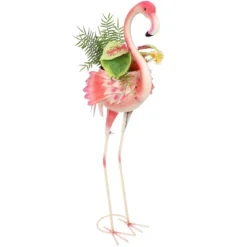 Sunnydaze Decor Sunnydaze Metal Pink Flamingo Outdoor Garden Statue With Flowerpot - 36" -Sunnydaze Decor Store GUEST 84bfc588 0577 43f5 8e75 98317fa985dd