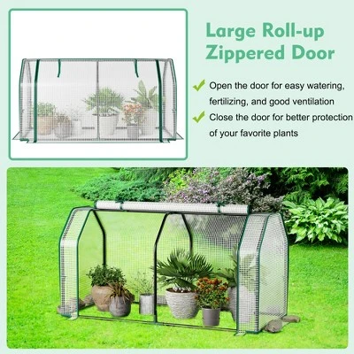 Costway 47.5''x 21.5''x 24''Portable Mini Greenhouse With 2 Zipper Doors & Ground Stakes 9 Costway 47.5''x 21.5''x 24''Portable Mini Greenhouse With 2 Zipper Doors & Ground Stakes - Image 9