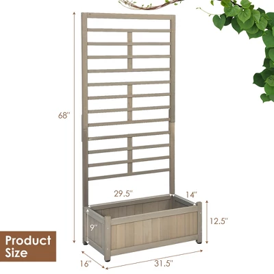 Costway 68in Wood Planter Box With Trellis Raised Garden Bed For Climbing Plants 3 Costway 68in Wood Planter Box With Trellis Raised Garden Bed For Climbing Plants - Image 3