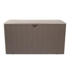 Plastic Development Group 105-Gallon Weather-Resistant Resin Outdoor Storage Patio Deck Box With Gas Shock Lid, Driftwood Gray -Sunnydaze Decor Store GUEST 8695aef4 e88d 458d b49a 3eca2226d412