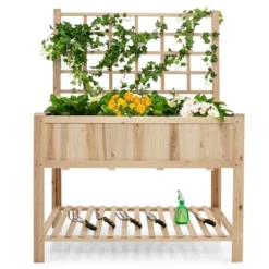 Costway Raised Garden Bed Elevated Wooden Planter Box With Trellis & Open Storage Shelf 17 Costway Raised Garden Bed Elevated Wooden Planter Box With Trellis & Open Storage Shelf -Sunnydaze Decor Store GUEST 86c6ea22 828e 41a9 ada5 51fc04362508