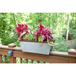 Southern Patio 24 Inch Westlake Outdoor Deck Rail Textured Resin Garden Flower Herb Planter W/ UV Protectors, Rustic Galvanized (2 Pack) -Sunnydaze Decor Store GUEST 86e1c5f3 5ba1 4ec6 970b b8e287933314