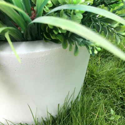 Rosemead Home & Garden, Inc. 10" Wide Kante Lightweight Modern Concrete Outdoor Planter Pot Pure White 8 Rosemead Home & Garden, Inc. 10" Wide Kante Lightweight Modern Concrete Outdoor Planter Pot Pure White - Image 8