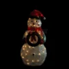 Northlight 38" Lighted White And Red Tinsel Snowman With Wreath Outdoor Christmas Decoration