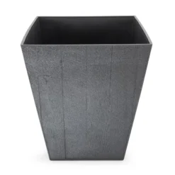 Suncast 1619GP4 16 X 18 Inch Farmington Decorative Indoor/Outdoor Lightweight Resin Rustic Wood Garden Planter For Plants And Flowers, Gray