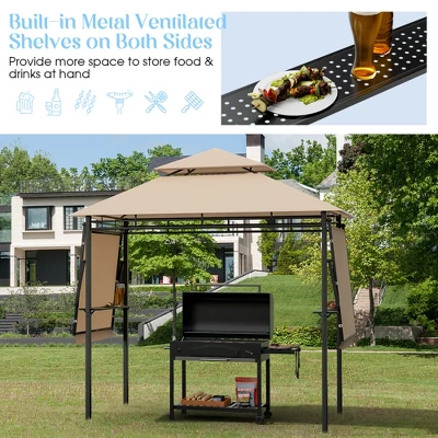 Tangkula 13.5'x 4'Patio BBQ Grill Gazebo Side Awnings Shelves 2-Tier Canopy Outdoor 7 Tangkula 13.5'x 4'Patio BBQ Grill Gazebo Side Awnings Shelves 2-Tier Canopy Outdoor - Image 7