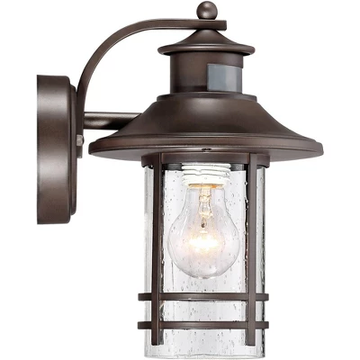 John Timberland Habitat Rustic Industrial Outdoor Wall Light Fixtures Set Of 2 Bronze Dusk To Dawn Motion Sensor 11 1/4" Seedy Glass For Exterior 4 John Timberland Habitat Rustic Industrial Outdoor Wall Light Fixtures Set Of 2 Bronze Dusk To Dawn Motion Sensor 11 1/4" Seedy Glass For Exterior - Image 4
