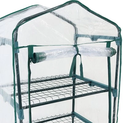 Sunnydaze Decor Sunnydaze Outdoor Portable Growing Rack 4-Tier Greenhouse With Roll-Up Door - 4 Shelves - Clear 2 Sunnydaze Decor Sunnydaze Outdoor Portable Growing Rack 4-Tier Greenhouse With Roll-Up Door - 4 Shelves - Clear - Image 2