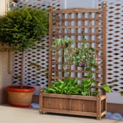 Costway 2 PCS Solid Wood Planter Box With Trellis Weather-Resistant 25"x11"x48" -Sunnydaze Decor Store GUEST 888f4e21 da0e 4faa a3bd 72664c6021d0
