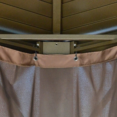 Outsunny 10' X 12' Hardtop Gazebo With Galvanized Steel Rounded Double Roof, Aluminum Frame, Pavilion Gazebo With Netting, Hooks, And Curtains, Brown 5 Outsunny 10' X 12' Hardtop Gazebo With Galvanized Steel Rounded Double Roof, Aluminum Frame, Pavilion Gazebo With Netting, Hooks, And Curtains, Brown - Image 5