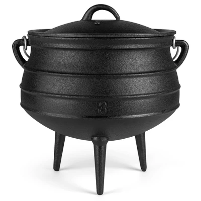 Bruntmor 8 Quarts Black Pre-Seasoned Cauldron Cast Iron Potjie Pot | 3 Legs For Even Heat Distribution | Premium Camping Cookware 4 Bruntmor 8 Quarts Black Pre-Seasoned Cauldron Cast Iron Potjie Pot | 3 Legs For Even Heat Distribution | Premium Camping Cookware - Image 4