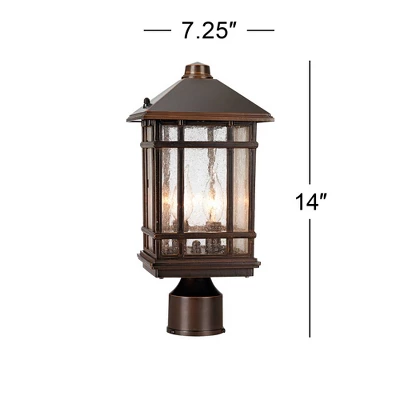 Kathy Ireland Sierra Craftsman Rustic Farmhouse Outdoor Post Light Rubbed Bronze 14" Seedy Glass For Exterior Barn Deck House Porch Yard Patio Home 4 Kathy Ireland Sierra Craftsman Rustic Farmhouse Outdoor Post Light Rubbed Bronze 14" Seedy Glass For Exterior Barn Deck House Porch Yard Patio Home - Image 4