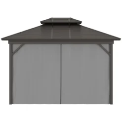 Outsunny 10' X 12' Metal Hardtop Gazebo With Mesh Sidewalls & Curtains, Double Roof Pavilion For Patio, Backyard, Deck, Porch, Gray -Sunnydaze Decor Store GUEST 899be336 e5ff 4070 acc4 d214ea4c22f6