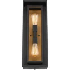 Possini Euro Design Metropolis Mid Century Modern Outdoor Wall Light Fixture Black Gold 22" Clear Glass For Post Exterior Barn Deck House Porch Yard -Sunnydaze Decor Store GUEST 8a0113eb 1453 45de 8d80 a97013c8424d