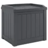 Suncast 22-Gallon Outdoor Patio Backyard Deck Box Storage Bench And 30-Gallon Hideaway Trash Waste Bin With Latching Lid, Cyberspace