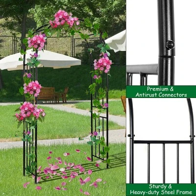 Costway 7.2Ft Garden Arch Steel Arbor Wedding Garden Decoration Climbing Plants W/Stakes 5 Costway 7.2Ft Garden Arch Steel Arbor Wedding Garden Decoration Climbing Plants W/Stakes - Image 5