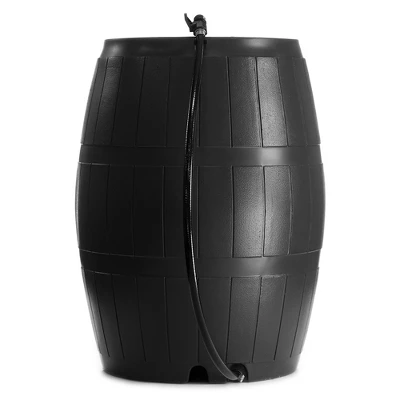 FCMP Outdoor 50-Gallon BPA Free Flat Back Home Rain Catcher Water Storage Collection Barrel For Watering Outdoor Plants & Gardens, Black (2 Pack) 2 FCMP Outdoor 50-Gallon BPA Free Flat Back Home Rain Catcher Water Storage Collection Barrel For Watering Outdoor Plants & Gardens, Black (2 Pack) - Image 2
