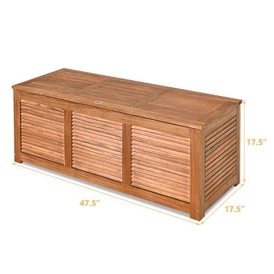 Costway 47 Gallon Deck Storage Acacia Wood Organization Toys Cushions Tools 1 Costway 47 Gallon Deck Storage Acacia Wood Organization Toys Cushions Tools