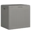 Suncast 22-Gallon Indoor/Outdoor Small Patio Deck Box, Plastic Storage Bin For Lawn, Garden, Garage, & Home Organization, Stoney