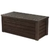 Keter Westwood Outdoor Resin 150 Gallon Deck Storage Box Organizer For Patio Furniture, Pool Toys And Yard Tools With Bench, Brown (2 Pack)