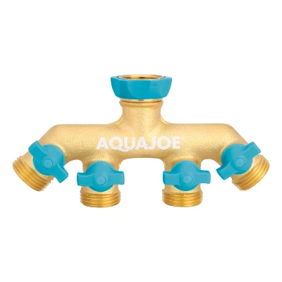 Aqua Joe AJ-FS4W Solid Brass 4-Connection Garden Hose Splitter 2 Aqua Joe AJ-FS4W Solid Brass 4-Connection Garden Hose Splitter - Image 2