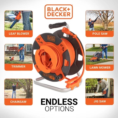 Black & Decker BLACK+DECKER 50' Garden Cord Reel 14AWG 4 Outlets 3 Black & Decker BLACK+DECKER 50' Garden Cord Reel 14AWG 4 Outlets - Image 3