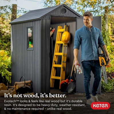 Keter Darwin 4'x6' Spacious Heavy Duty Organizing Storage Shed - Gray 4 Keter Darwin 4'x6' Spacious Heavy Duty Organizing Storage Shed - Gray - Image 4