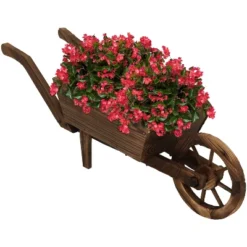 Sunnydaze Decor Sunnydaze Wooden Decorative Wheelbarrow Planter For Patio, Lawn And Garden - 35" L X 10" W X 11" - Brown -Sunnydaze Decor Store GUEST 917935f8 cdd8 49f2 a0dc 4888e6d0afcd