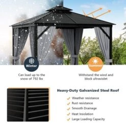 Costway 10' X 10' Patio Double-Top Hardtop Gazebo Galvanized Steel Roof Aluminum Frame -Sunnydaze Decor Store GUEST 91d9adcc a51d 46a0 8c7b 270ba226dec9