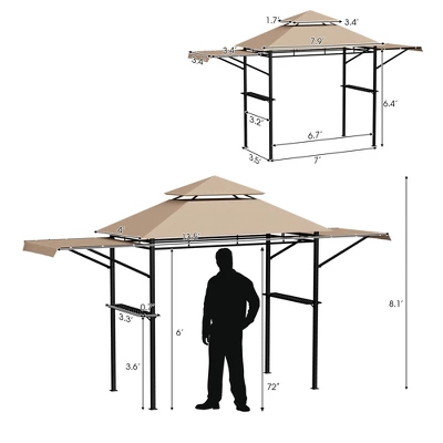 Tangkula 13.5'x 4'Patio BBQ Grill Gazebo Side Awnings Shelves 2-Tier Canopy Outdoor 1 Tangkula 13.5'x 4'Patio BBQ Grill Gazebo Side Awnings Shelves 2-Tier Canopy Outdoor